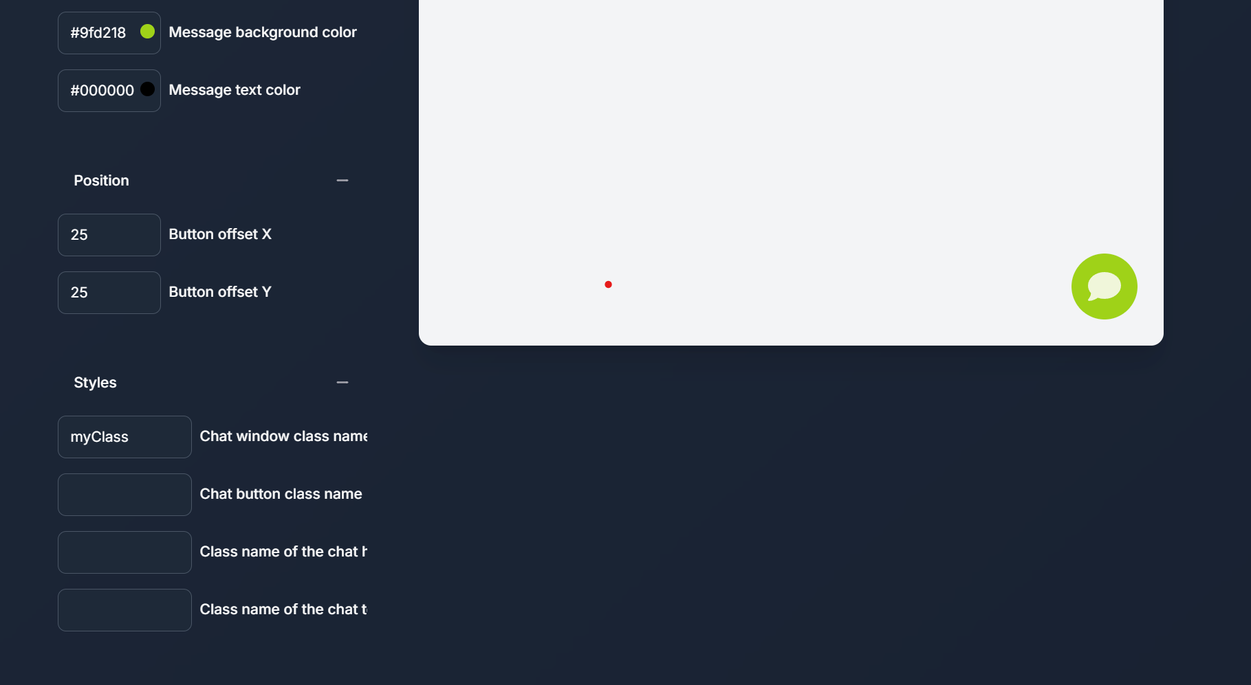Configuration interface with preview